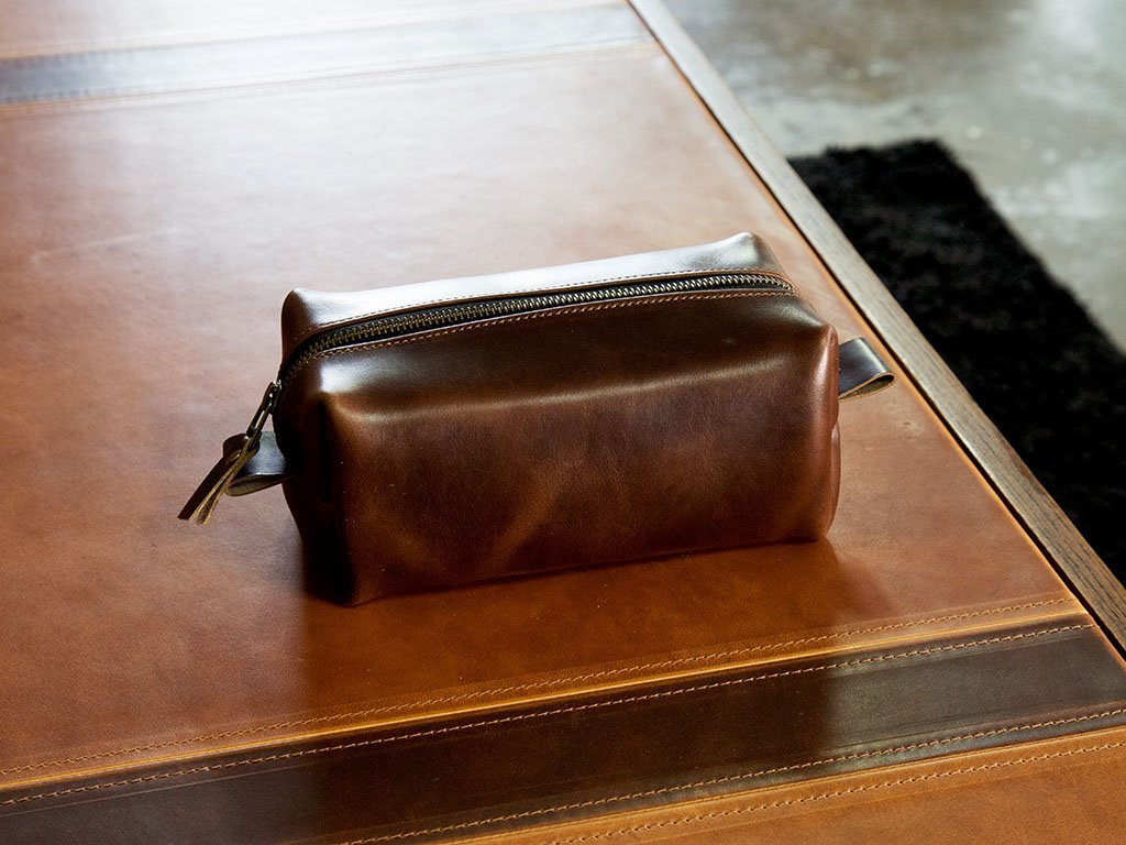 Milwaukee Leather Dopp Kit - Brown Toiletry Bag - olpr.