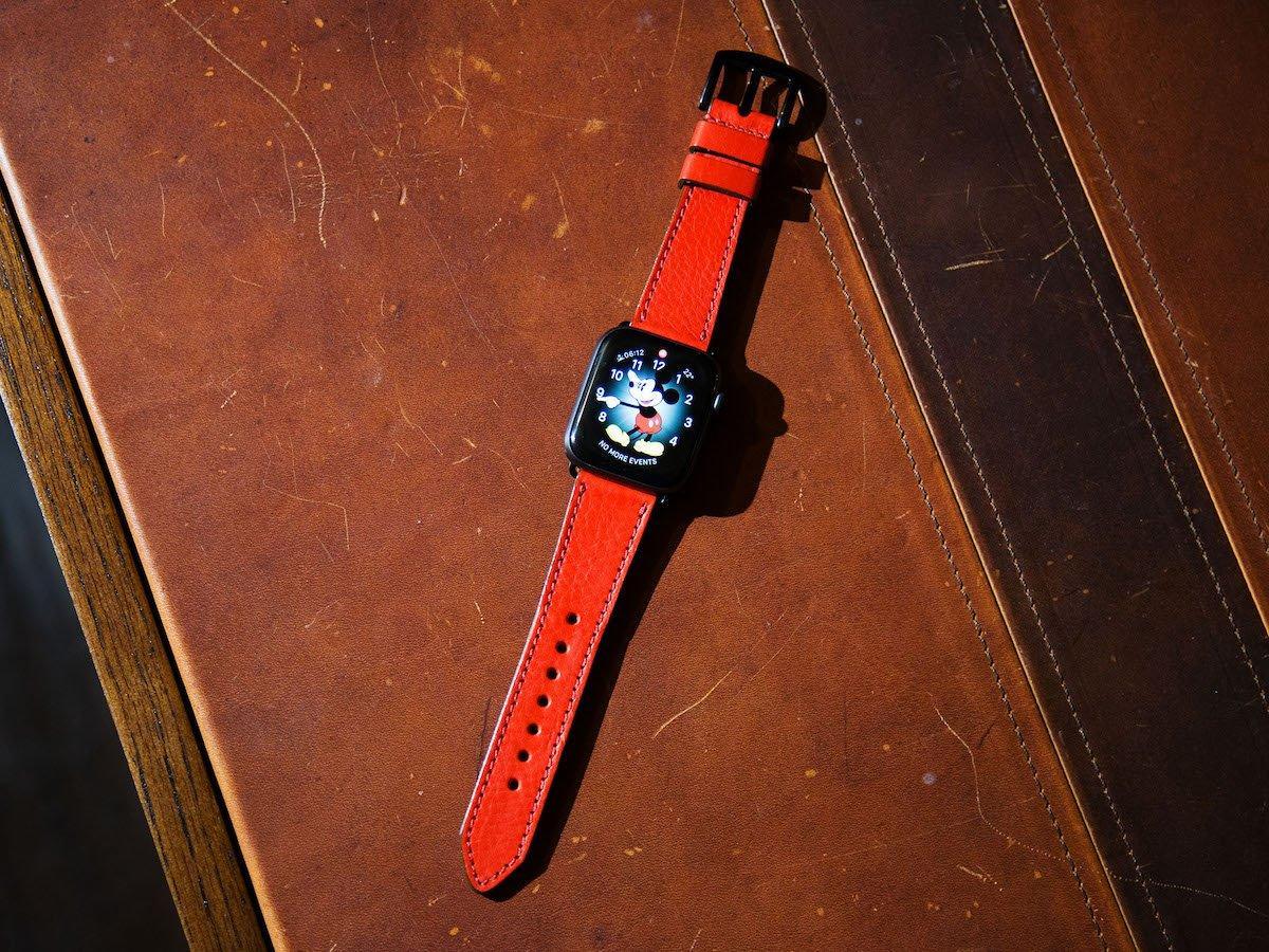 Italian Leather Apple Watch Band - Red - olpr.