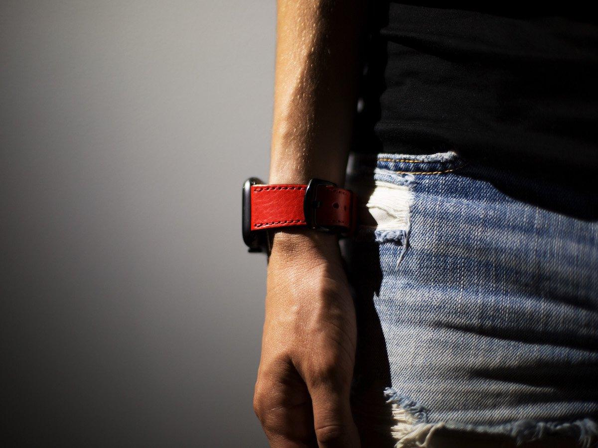 Italian Leather Apple Watch Band - Red - olpr.
