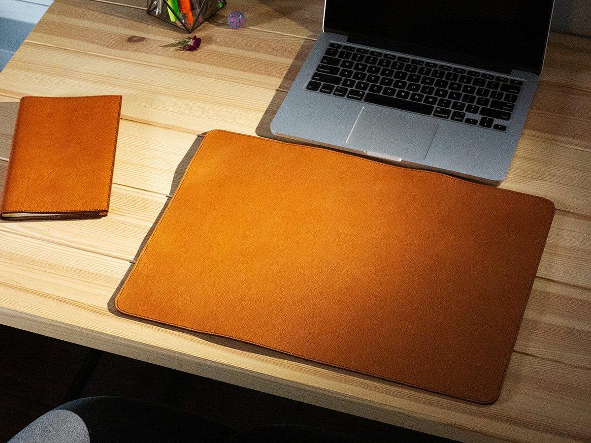 Italian Leather Table Mat - Brown Desk Pad - olpr.