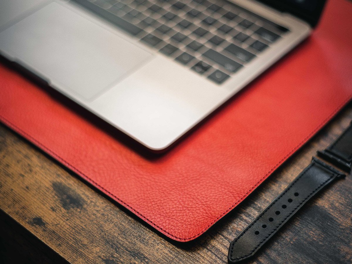Italian Leather Table Mat - Red Desk Pad - olpr.