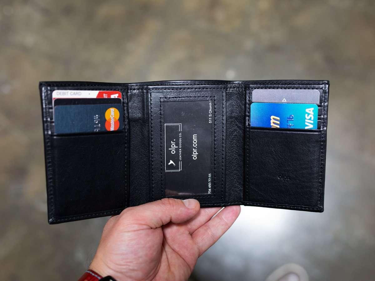 Italian Leather Trifold Wallet - Black Wallet - olpr.