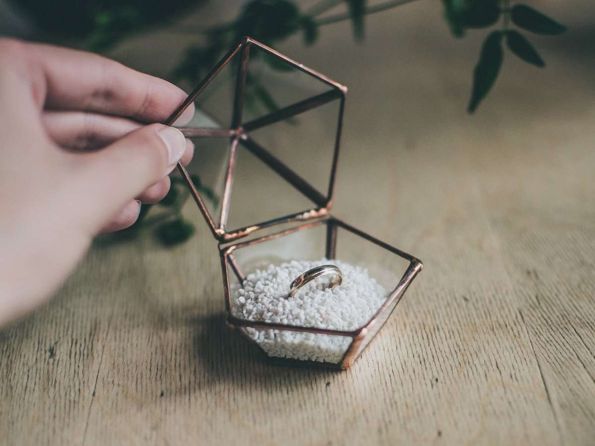 Elegant Geometric Glass Ring Box Mini for Unique Proposals