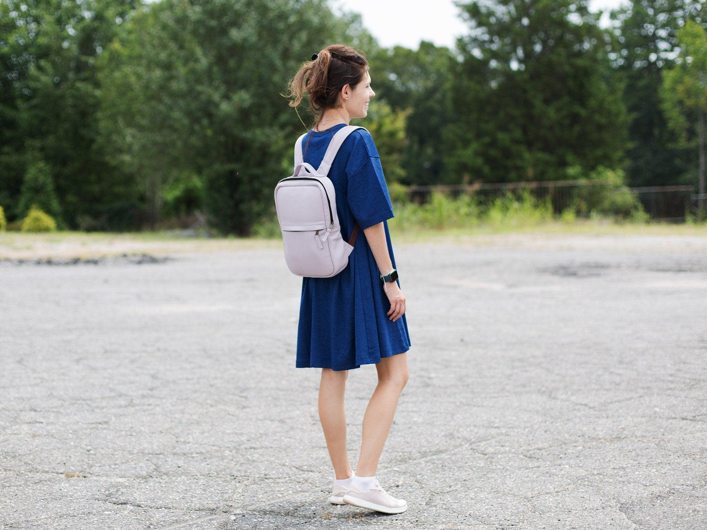 Soft Leather Square Backpack - Pink Rucksack - olpr.