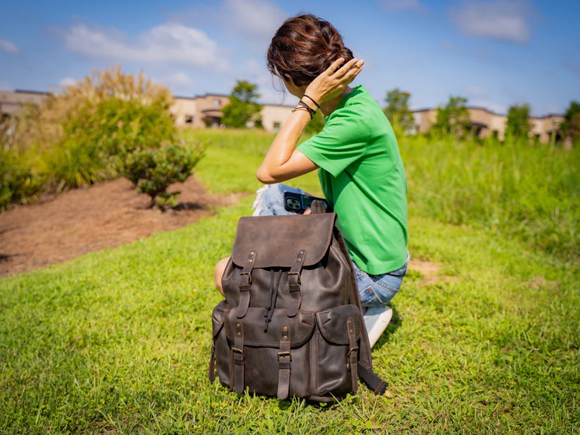 Crazy Horse Leather Backpack Adventure for Woman