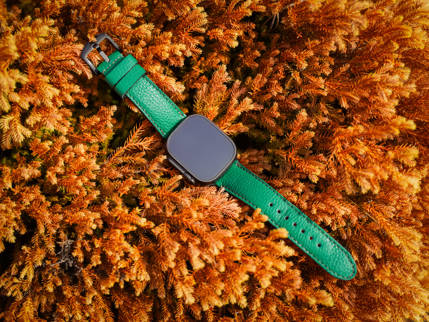 Italian Leather Apple Watch Band - Bus Green