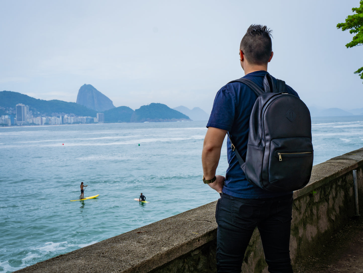 Crazy Horse Leather Backpack City - Black