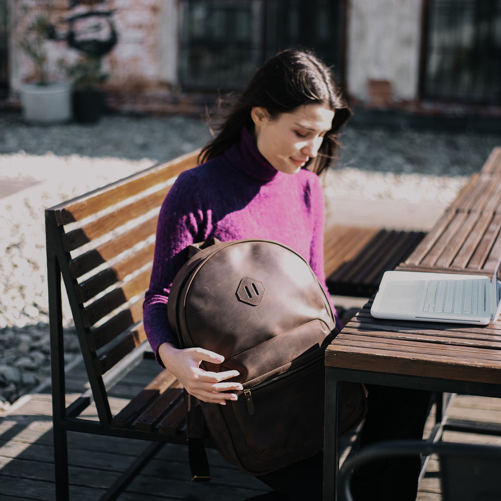 
                      
                        Leather Backpack City for Woman - Brown
                      
                    