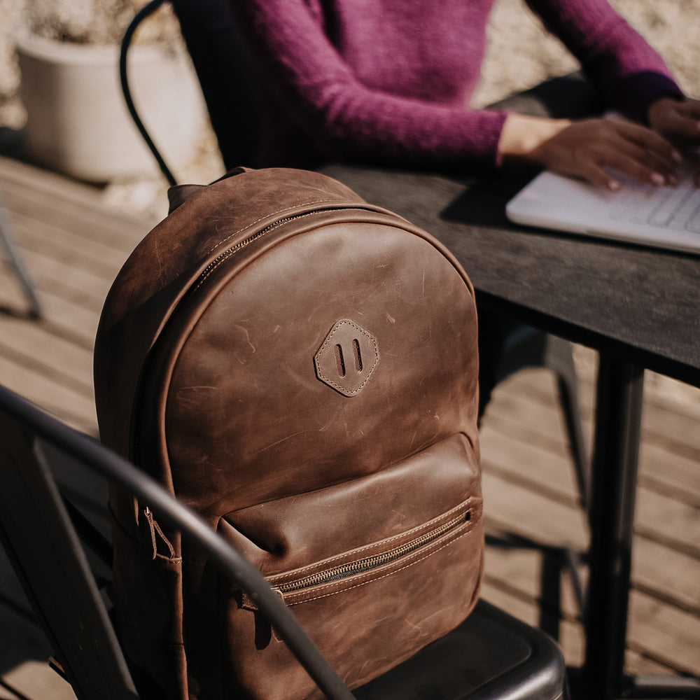 
                      
                        Leather Backpack City for Woman - Brown
                      
                    