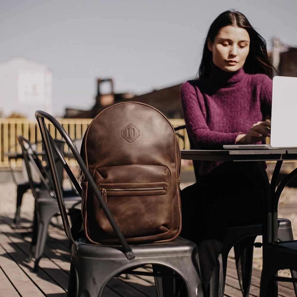 
                      
                        Leather Backpack City for Woman - Brown
                      
                    