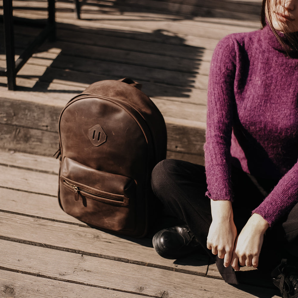 
                      
                        Leather Backpack City for Woman - Brown
                      
                    