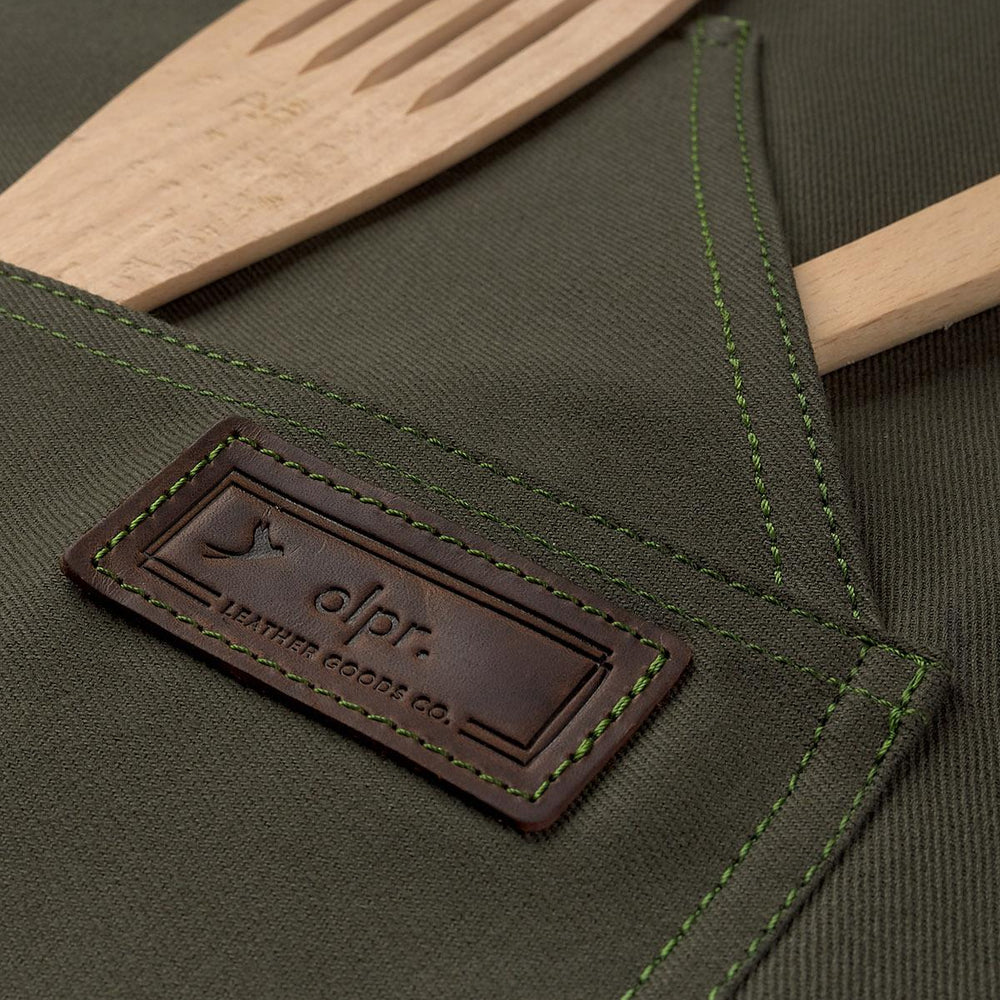 Canvas Bib Apron with Pockets - Olive