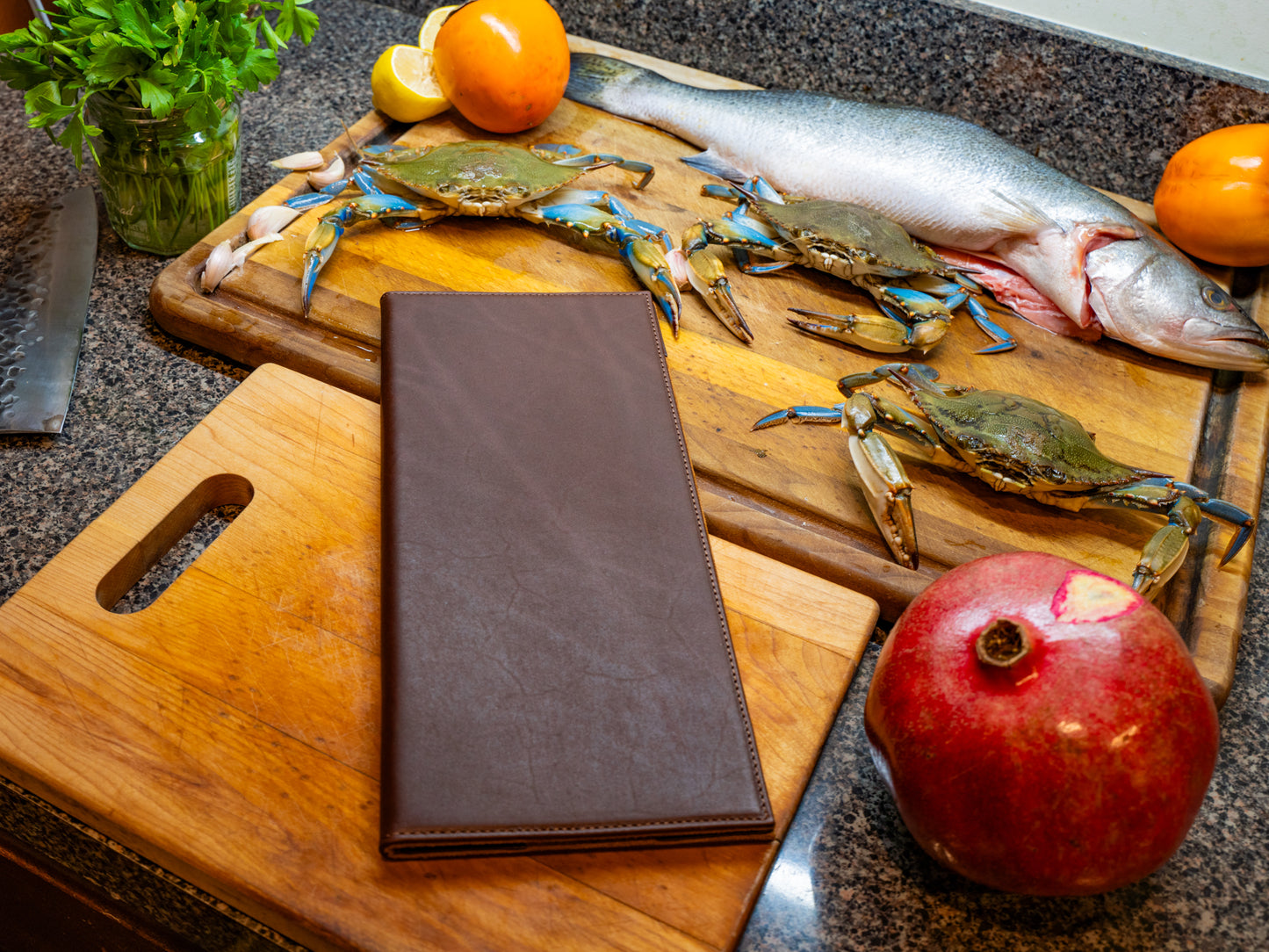 Vintage Leather Bifold Menu - Chestnut