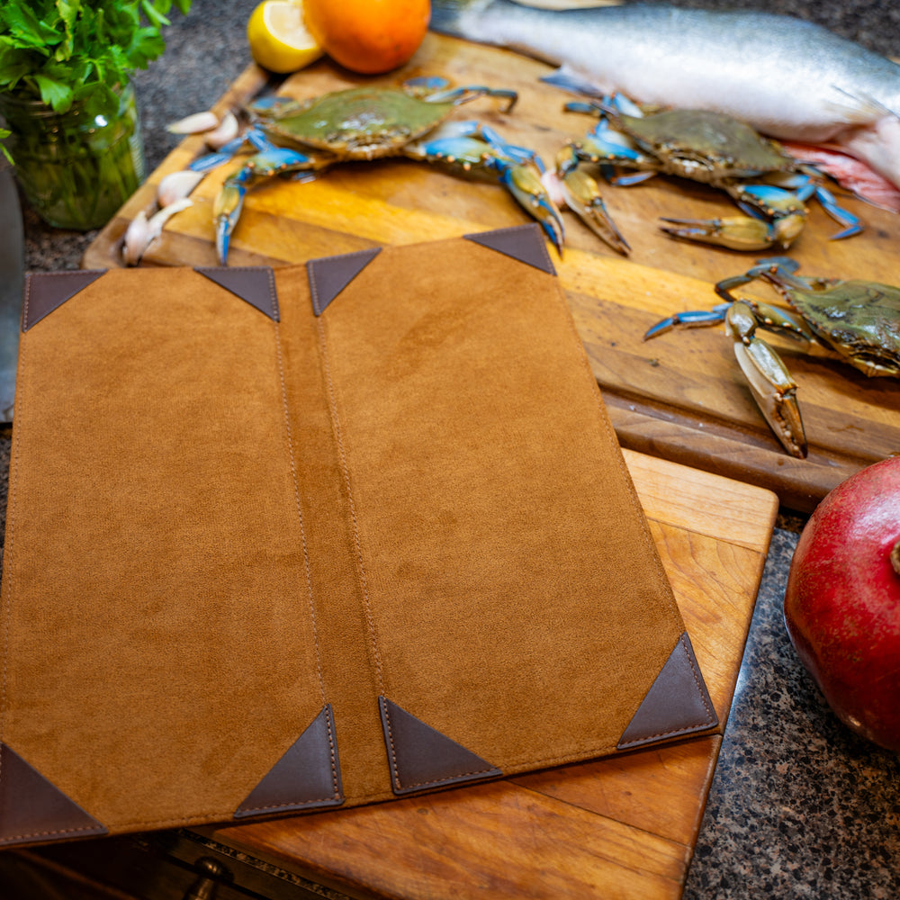 Vintage Leather Bifold Menu - Chestnut 