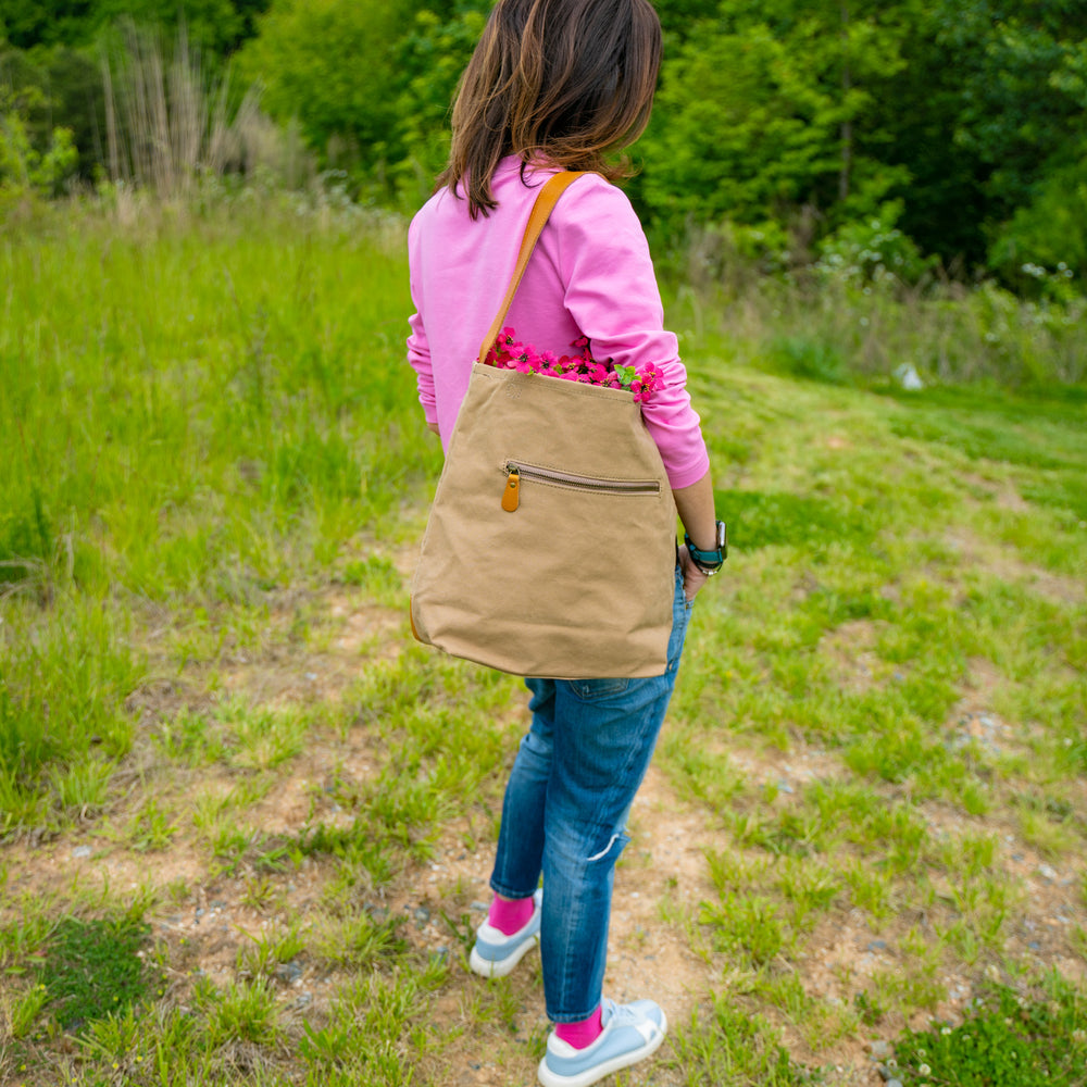 Canvas Bucket Tote Bag - Camel