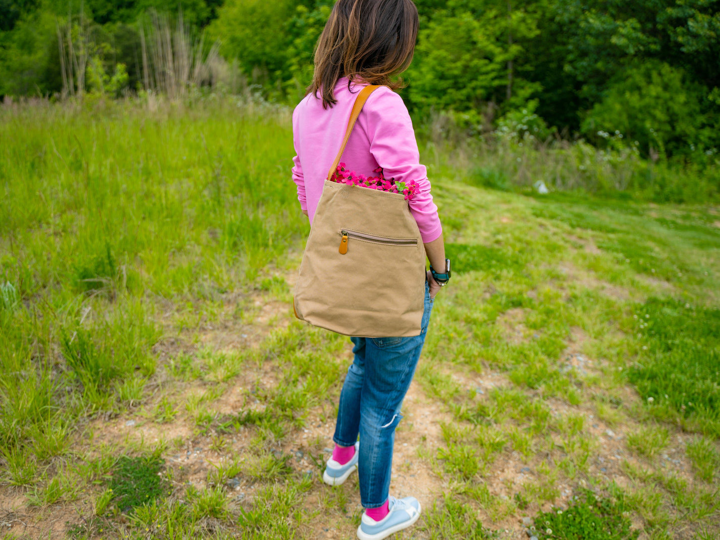 Canvas Bucket Tote Bag - Camel