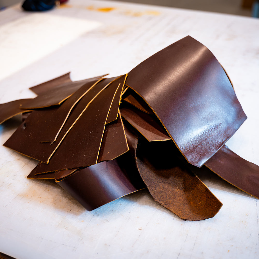 Leather Scraps in Chestnut Color 