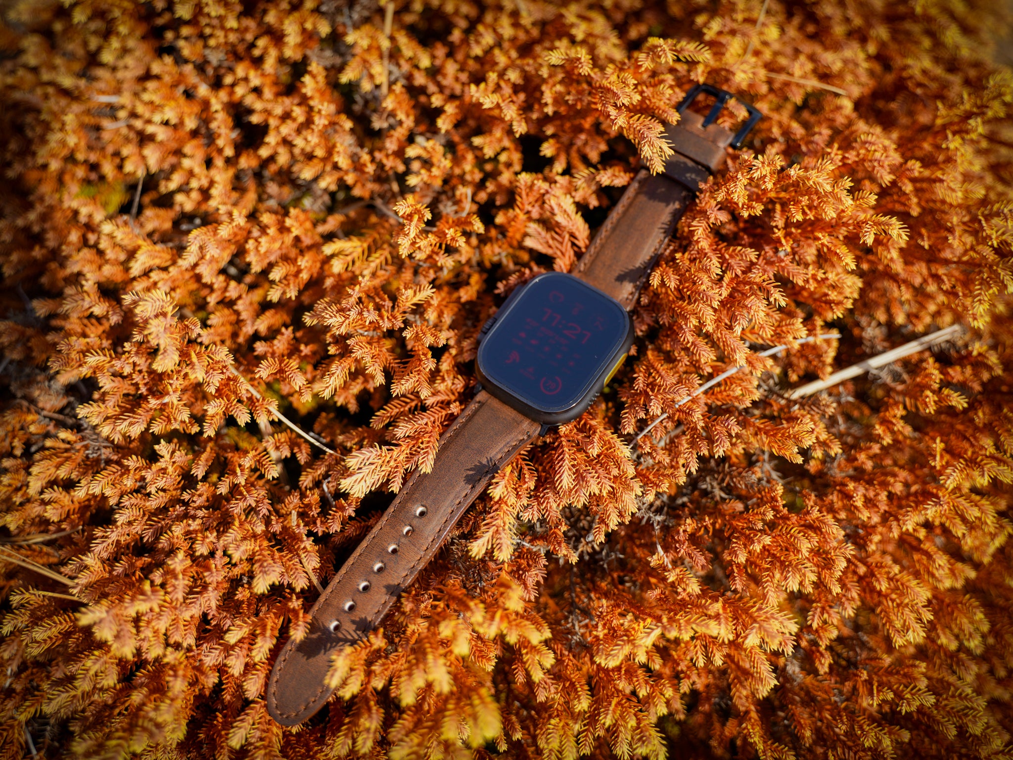 木馬　アメリカ製　ハンドクラフト Crazy Horse Leather Apple Watch Band in Brown | olpr USA