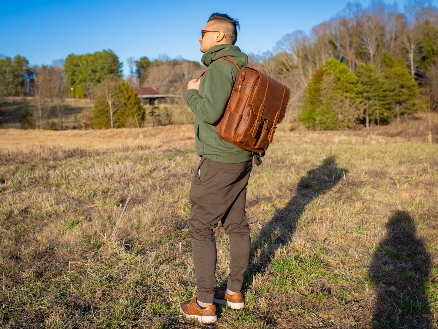 colored leather backpacks Crazy Horse Leather Voyager Backpack in Ginger Color ❱ Made in USA