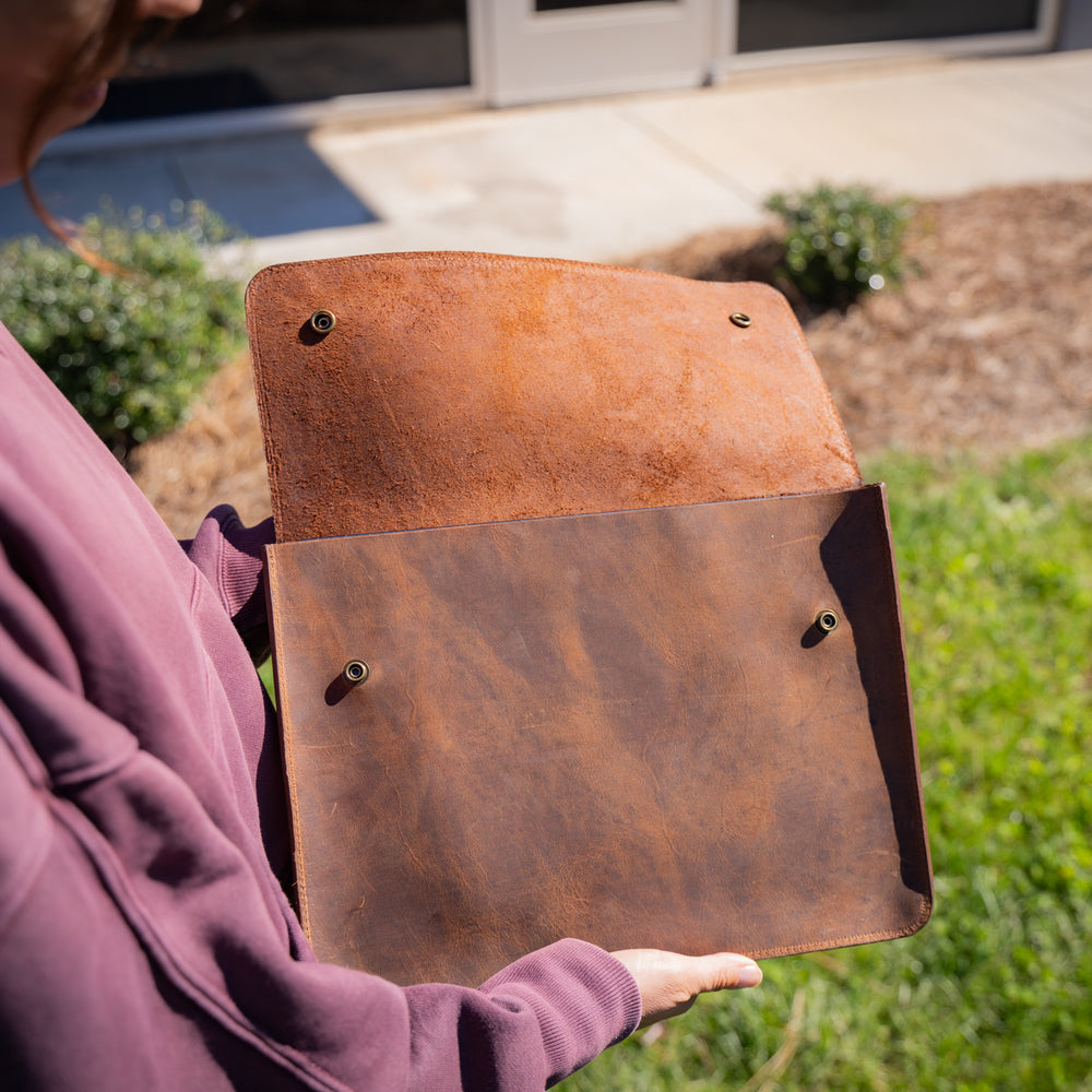 Leather Document Folder - Brown Handmade by olpr.