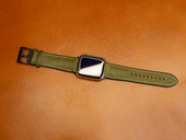 Italian Leather Apple Watch Band with Rubber Backing - Green