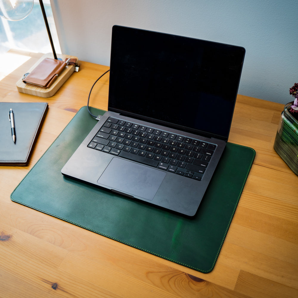 Milwaukee Leather Desk Pad - Green Moss