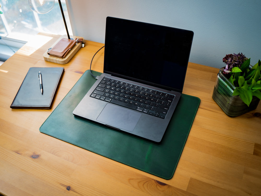 Milwaukee Leather Desk Pad - Green Moss