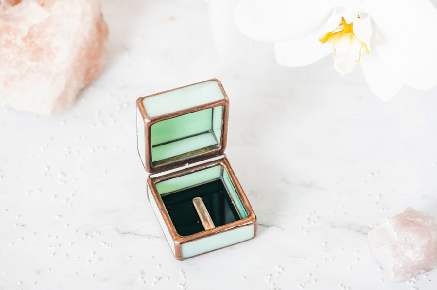 Green Glass Ring Box