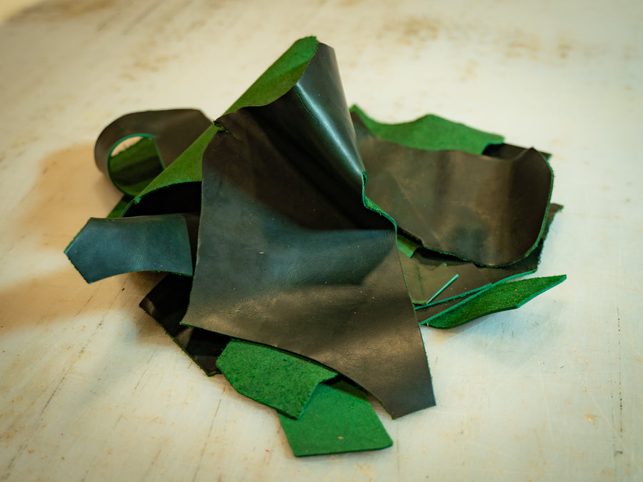 Leather Scraps - Green Moss