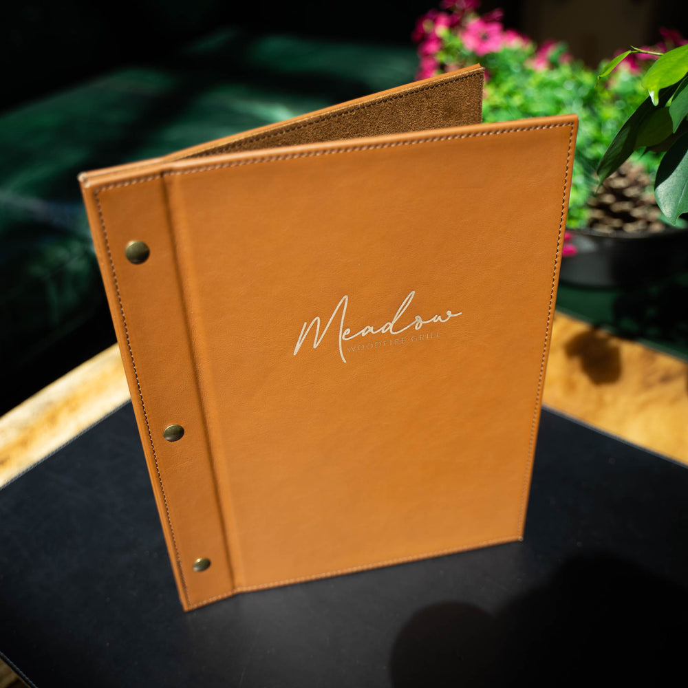 
                      
                        Italian Leather Menu with Chicago Screws - Brown
                      
                    