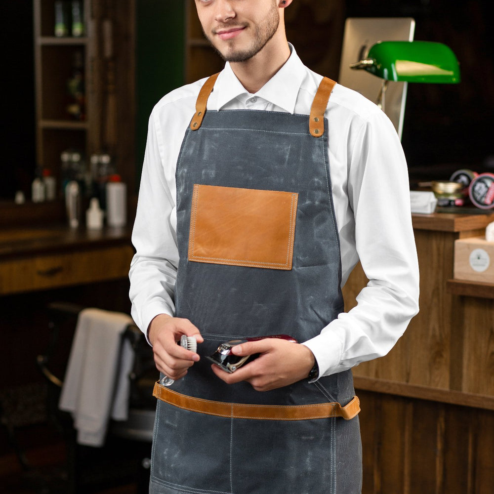 
                      
                        Waxed Canvas and Leather Apron - Grey
                      
                    