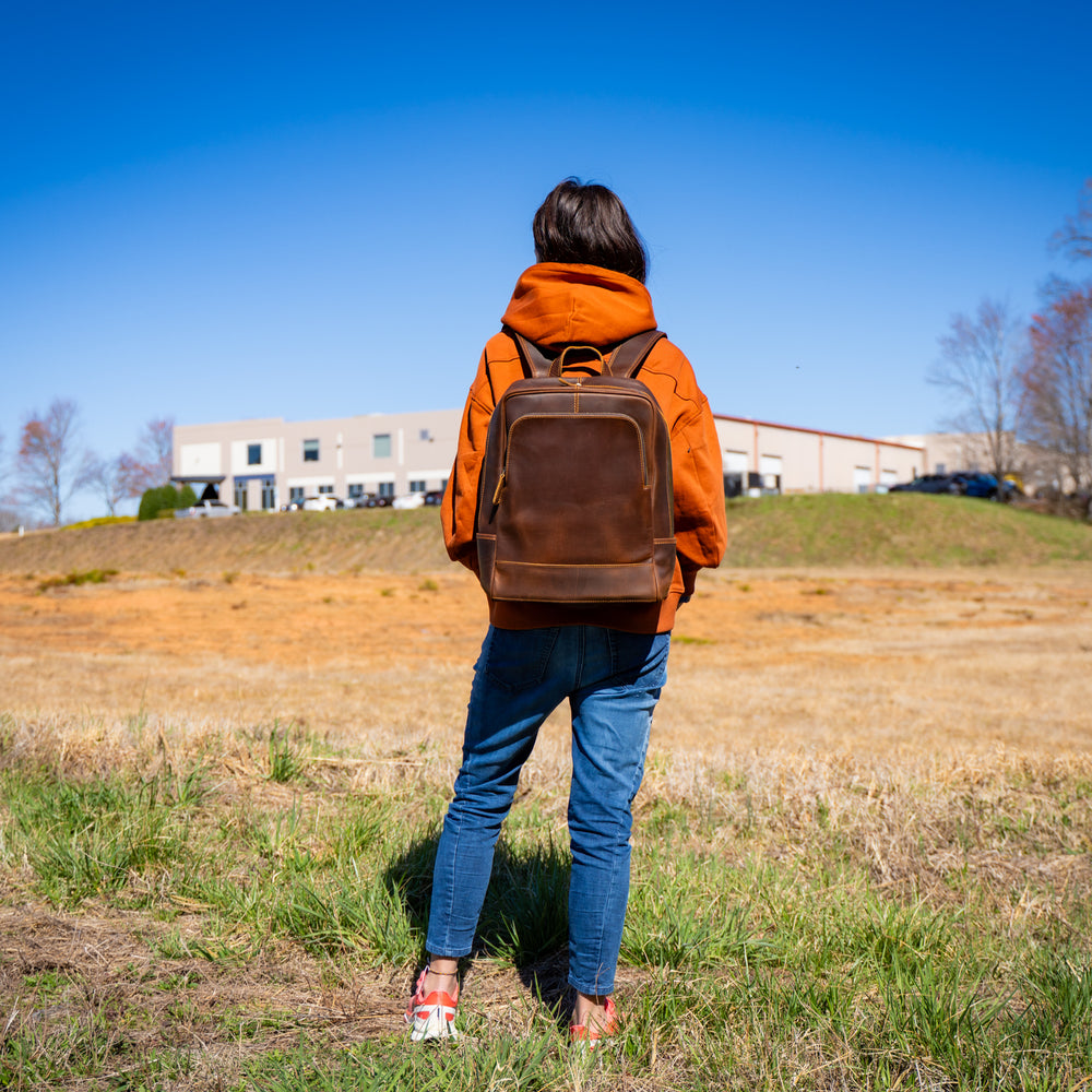 Leather Backpack Modern - Brown