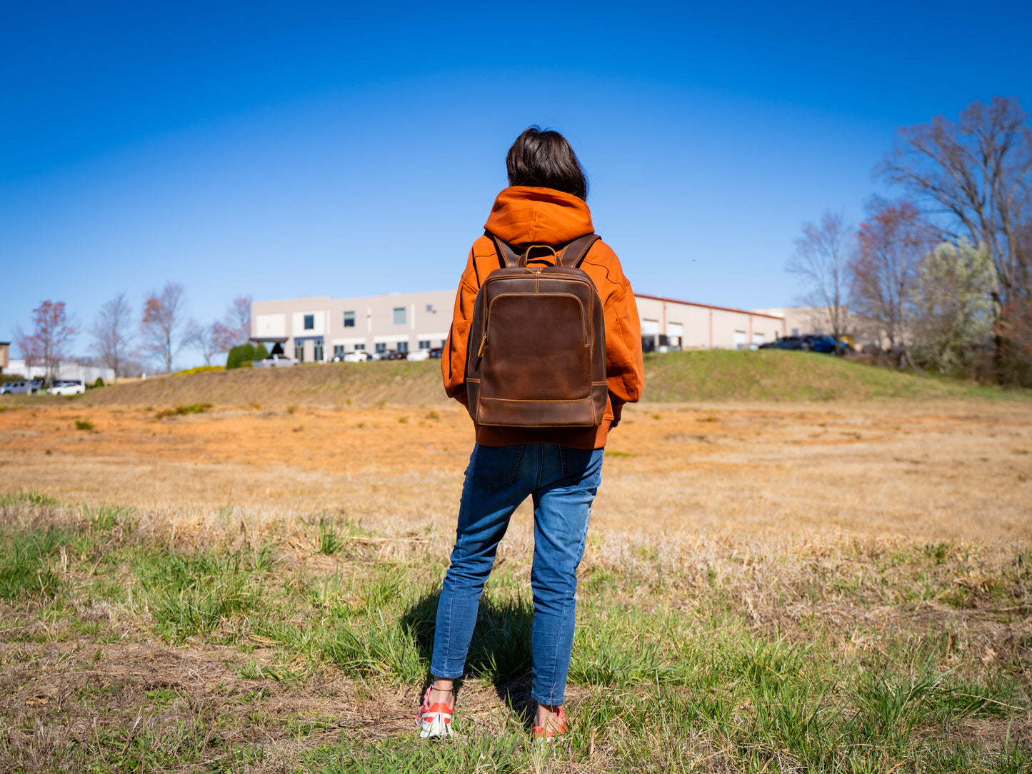 Leather Backpack Modern - Brown