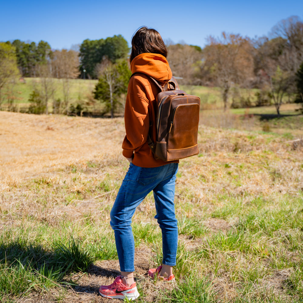 Leather Backpack Modern - Brown