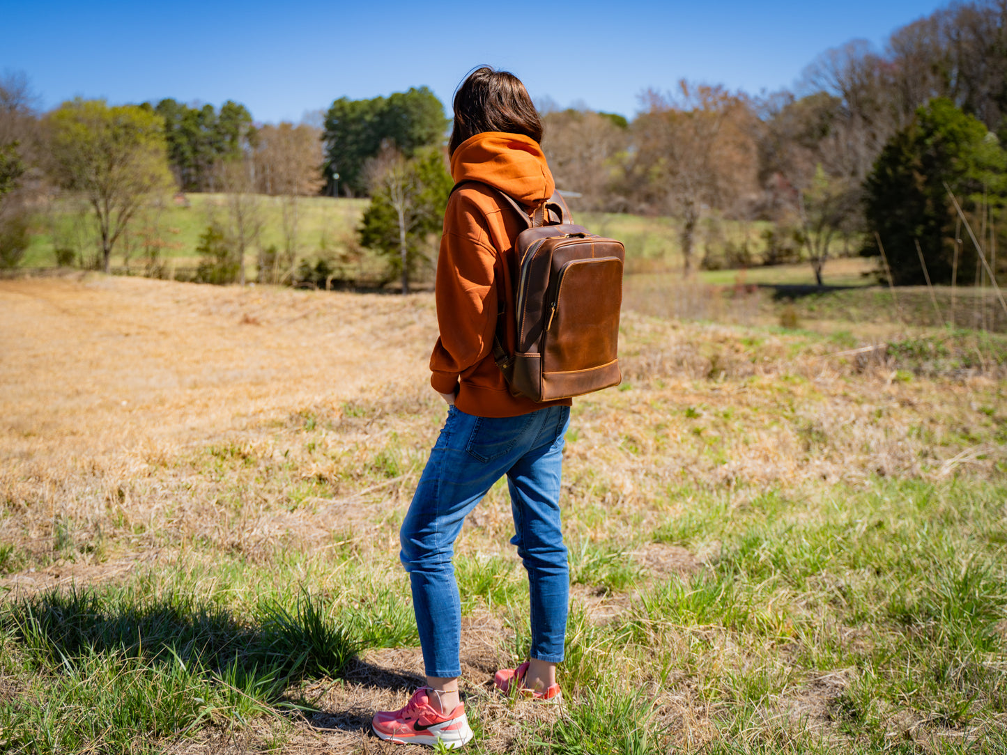 Leather Backpack Modern - Brown