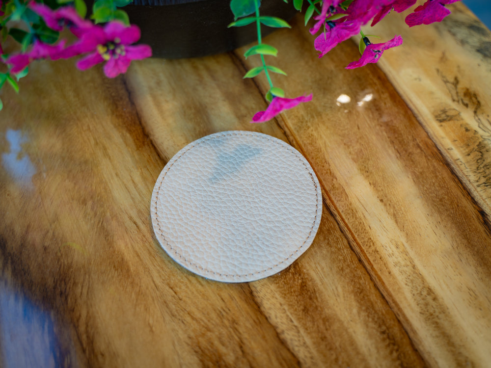 Italian Leather Coaster - Taupe