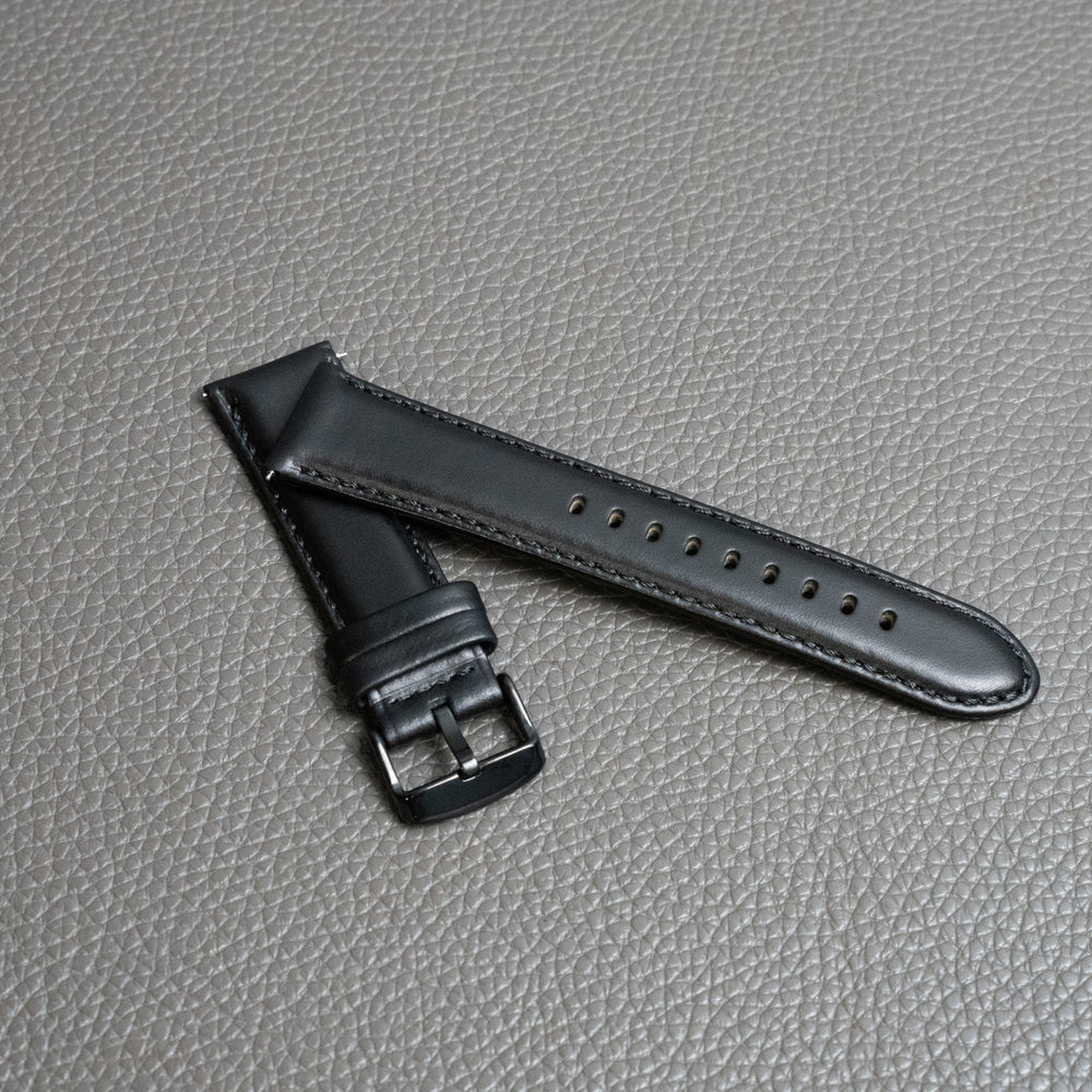 Italian Rustic Leather Watch Band - Black