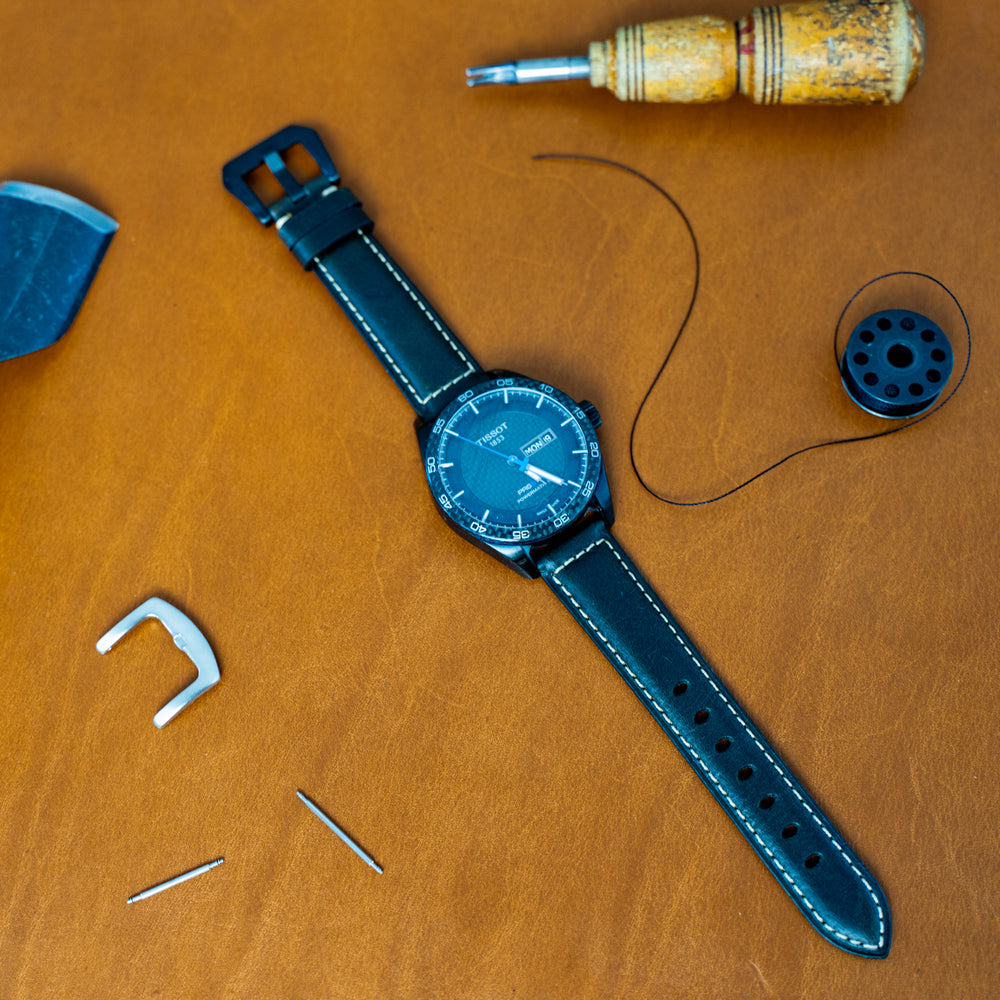 
                      
                        Italian Vintage Leather Watch Band - Black
                      
                    