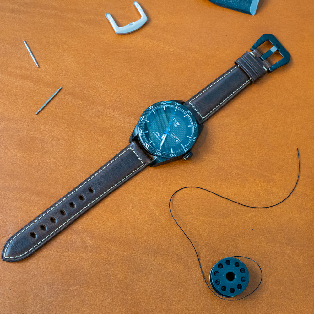 Italian Vintage Leather Watch Band - Dark Brown