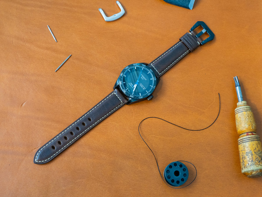 Italian Vintage Leather Watch Band - Dark Brown