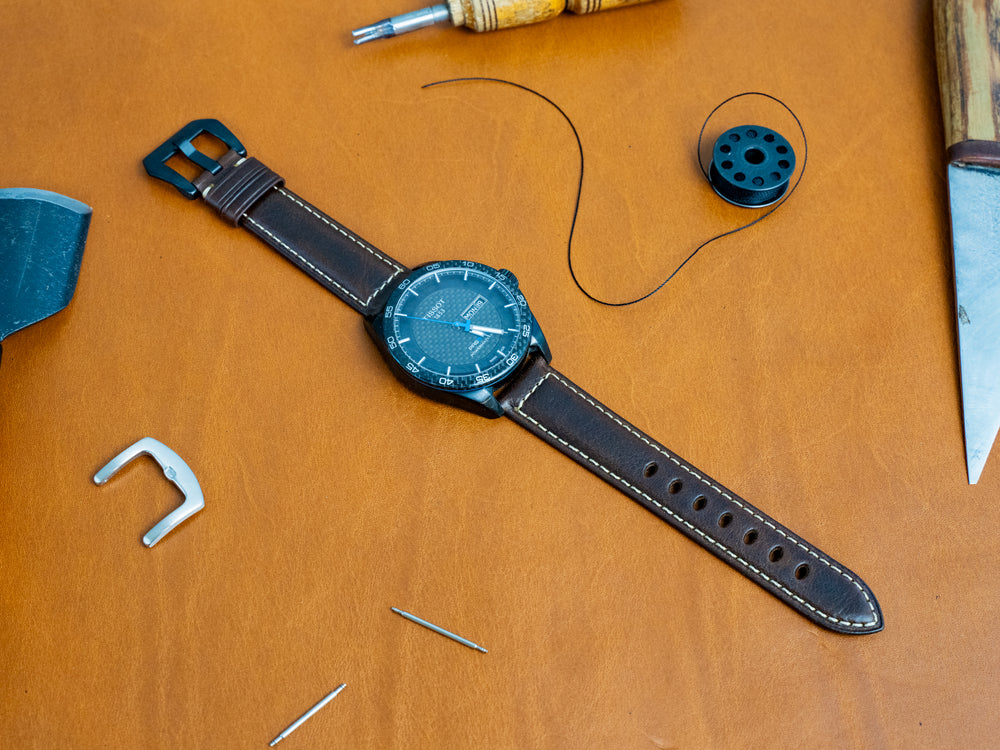 Italian Vintage Leather Watch Band - Dark Brown