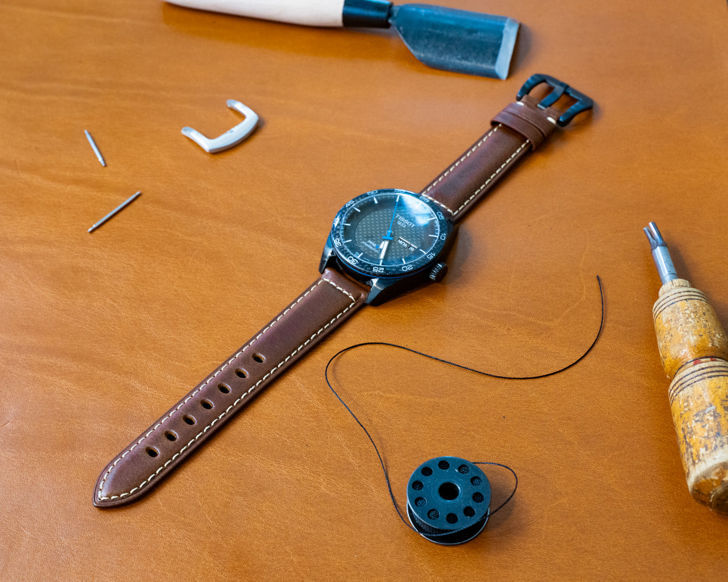 Italian Vintage Leather Watch Band - Light Brown