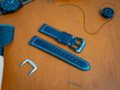 Italian Vintage Leather Watch Band - Navy