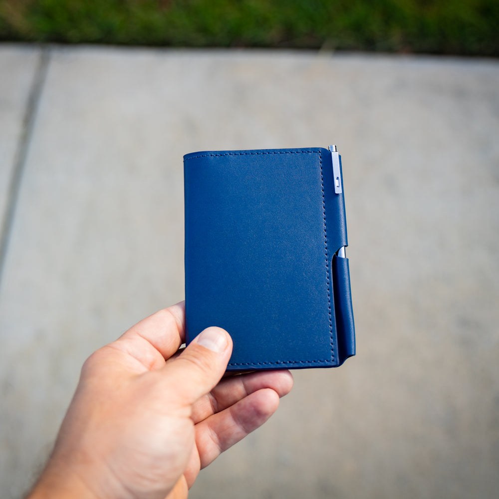 Vintage Leather Journal Wallet 2.0 with Pen XS - Navy