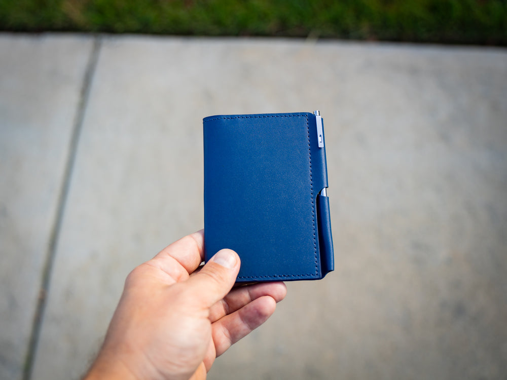 Vintage Leather Journal Wallet 2.0 with Pen XS - Navy