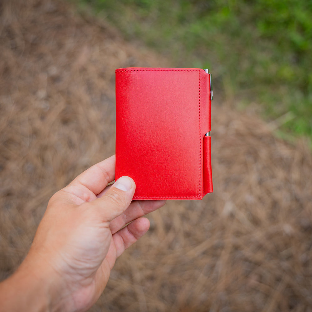 Vintage Leather Journal Wallet 2.0 with Pen XS - Red
