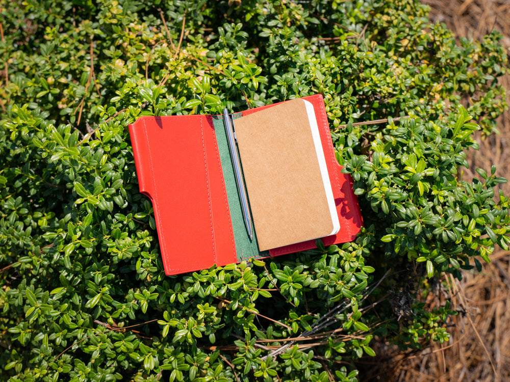 Vintage Leather Journal Wallet 2.0 with Pen XS - Red