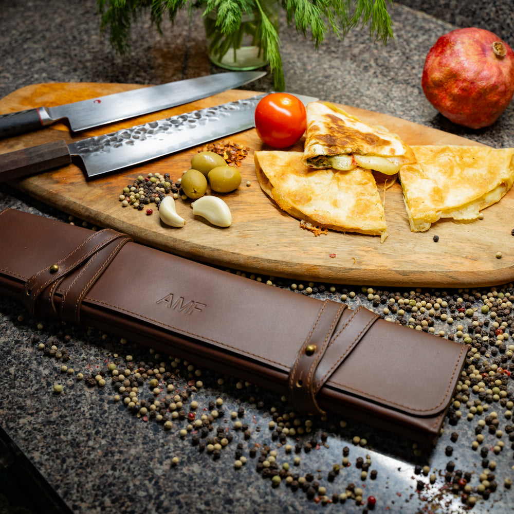 Handmade Leather Knife Case - Chestnut