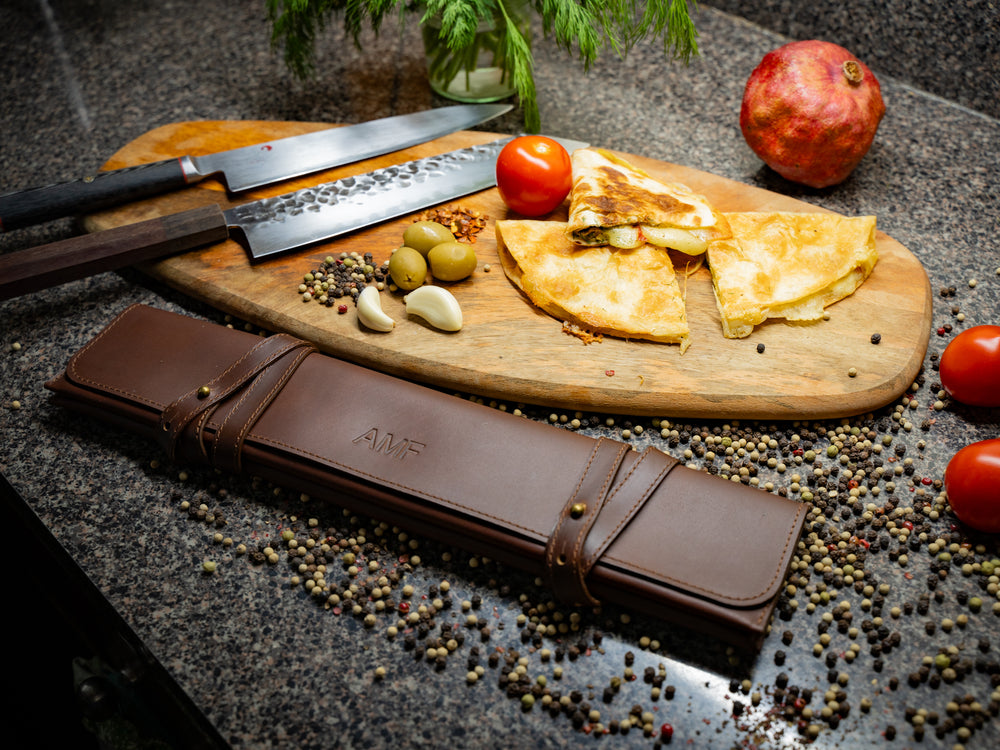 Handmade Leather Knife Case - Chestnut