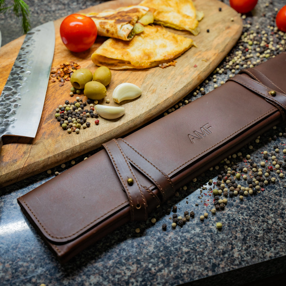 Handmade Leather Knife Case - Chestnut